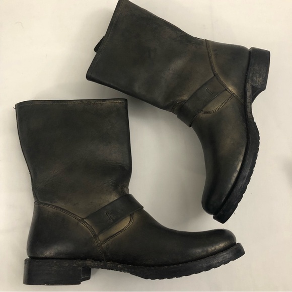 FRYE/COACH Sz 9 Antique Finish Leather Engineer Boots - Picture 8 of 16